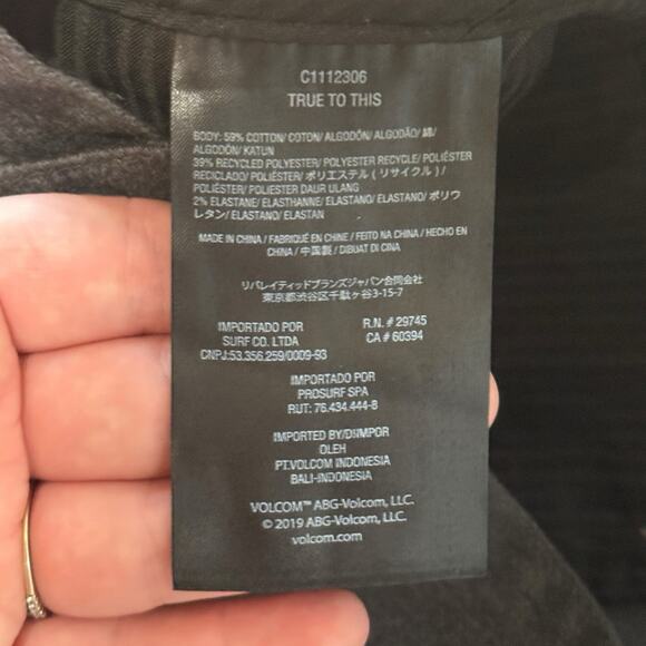 Volcom Pants Youth 26 Gray Chino Frickin Modern Straight Regular Stretch Preppy - Picture 5 of 11